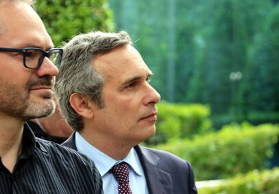 Josep Lluís Alay (right), senior advisor to Carles Puigdemont, pictured on June 4, 2018 (by Tània Tàpia)